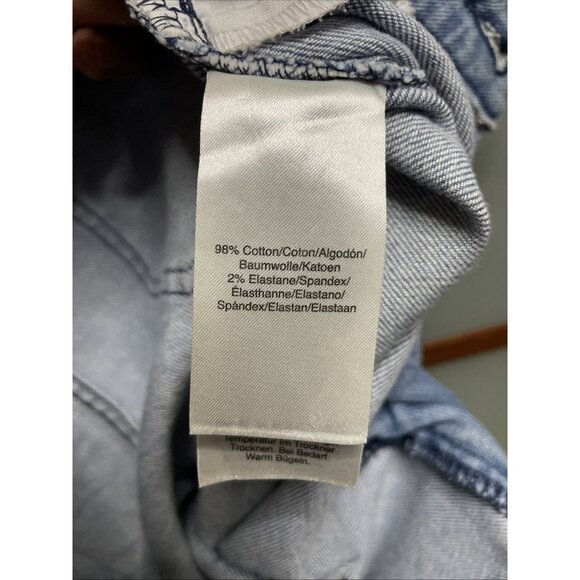 Donna Karan New York Faded Distressed Cropped Flare Stretch Denim Jeans Size 28 - Picture 6 of 9